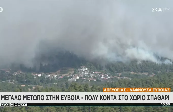 Πυρκαγιά στην Εύβοια- Περιφερειάρχης: Κρίσιμη η κατάσταση -Να μην περάσει η φωτιά το «Καντήλι»