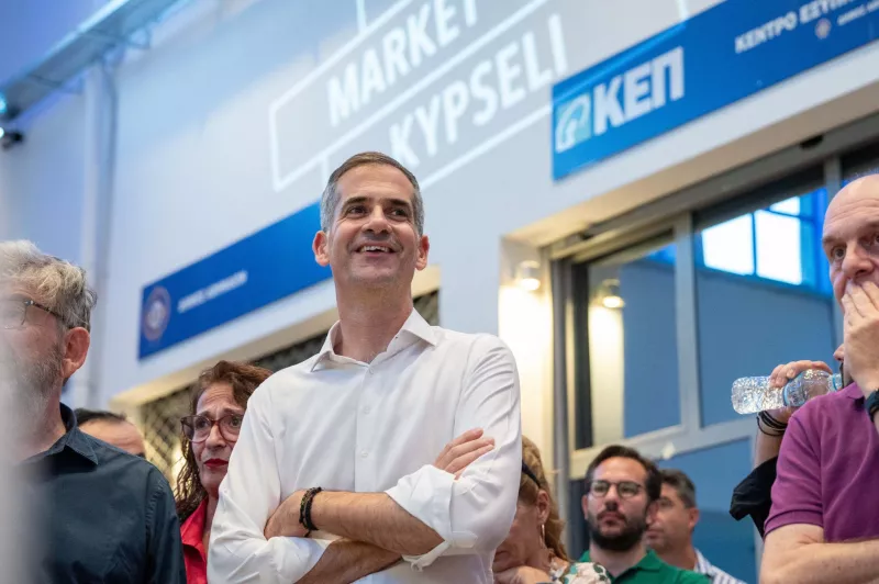 Ο Κώστας Μπακογιάννης στην Δημοτική Αγορά Κυψέλης