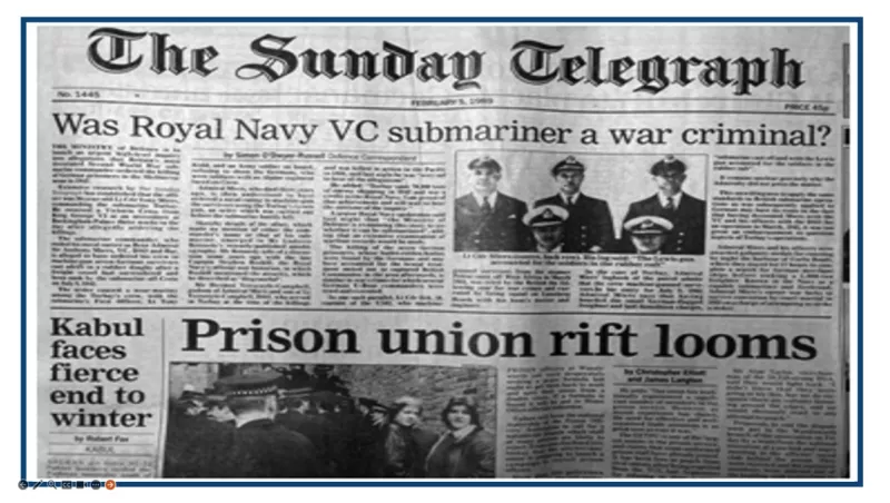 Πρωτοσέλιδο της The Sundy Telegraph