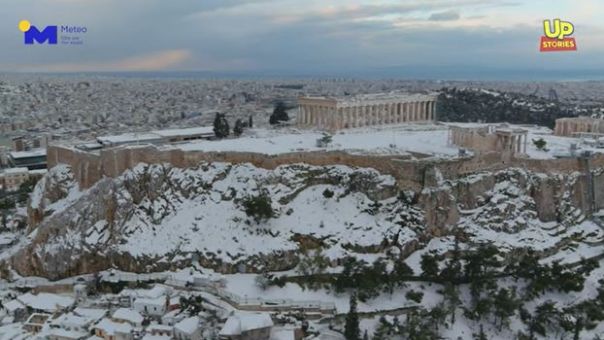 Η επόμενη μέρα στην Αθήνα  μετά την ιστορική χιονοκαταιγίδα από ψηλά(video)