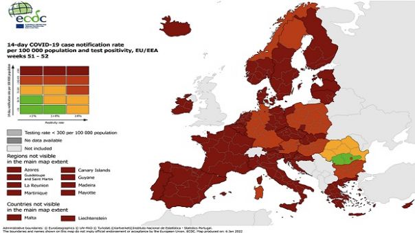 Κορωνοϊός - ECDC:  Σε «βαθύ κόκκινο» η Ελλάδα, και σχεδόν oλόκληρη η Ευρώπη