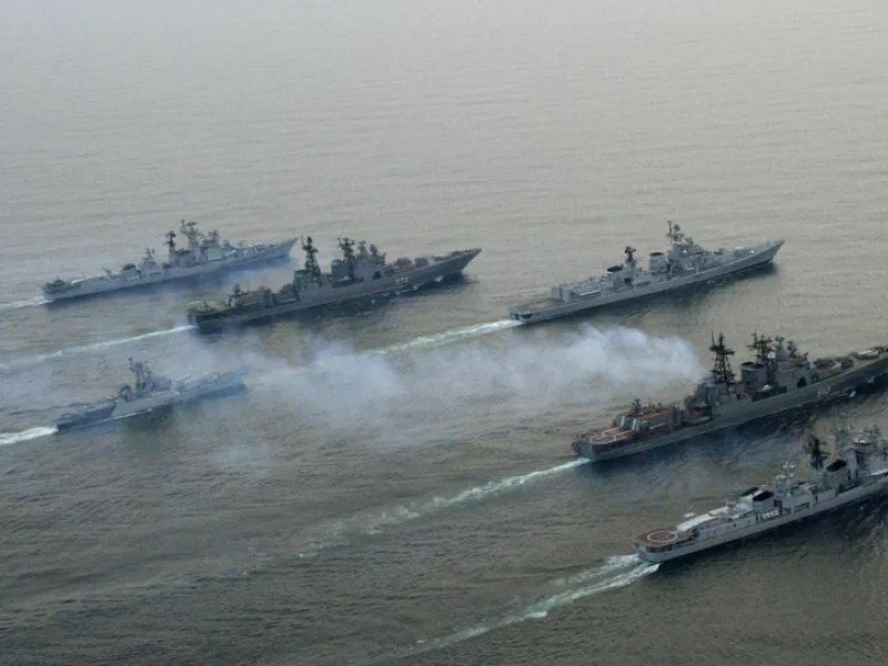 Russian and Indian warships