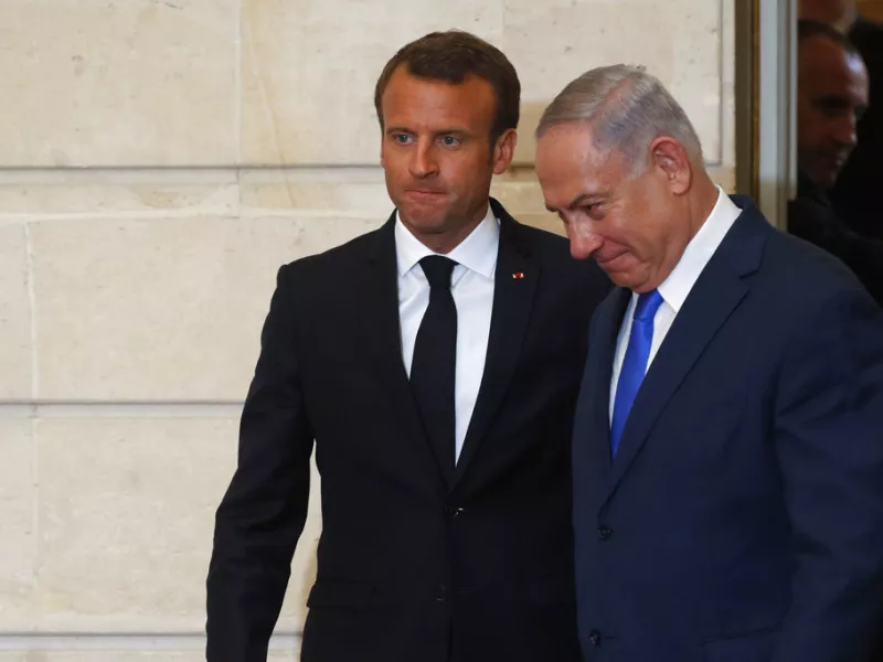 French President Emmanuel Macron and Israel's Prime Minister Benjamin Netanyahu